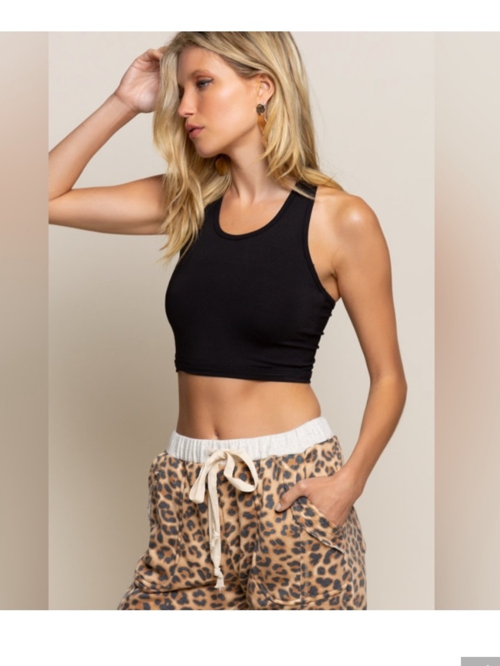 POL Black Sports Bra Crop Top